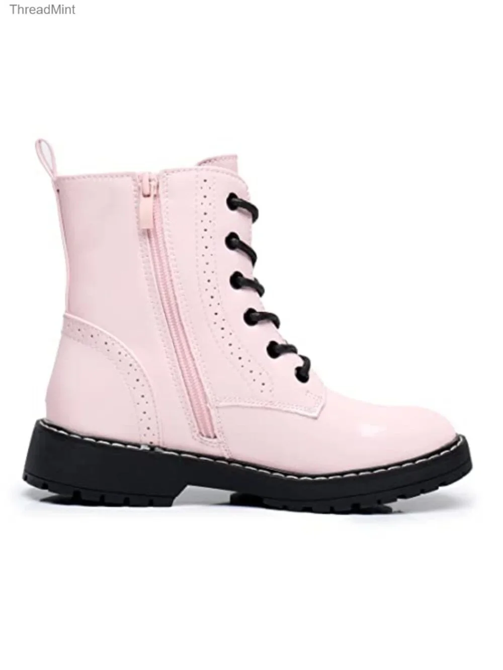 Kids Combat Boots Side Zipper Round Toe Water Resistant Ankle Boots